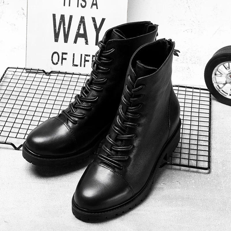 
Autumn Women Boots Back Zipper Ankle Boots Cow Leather Upper Women Shoes 