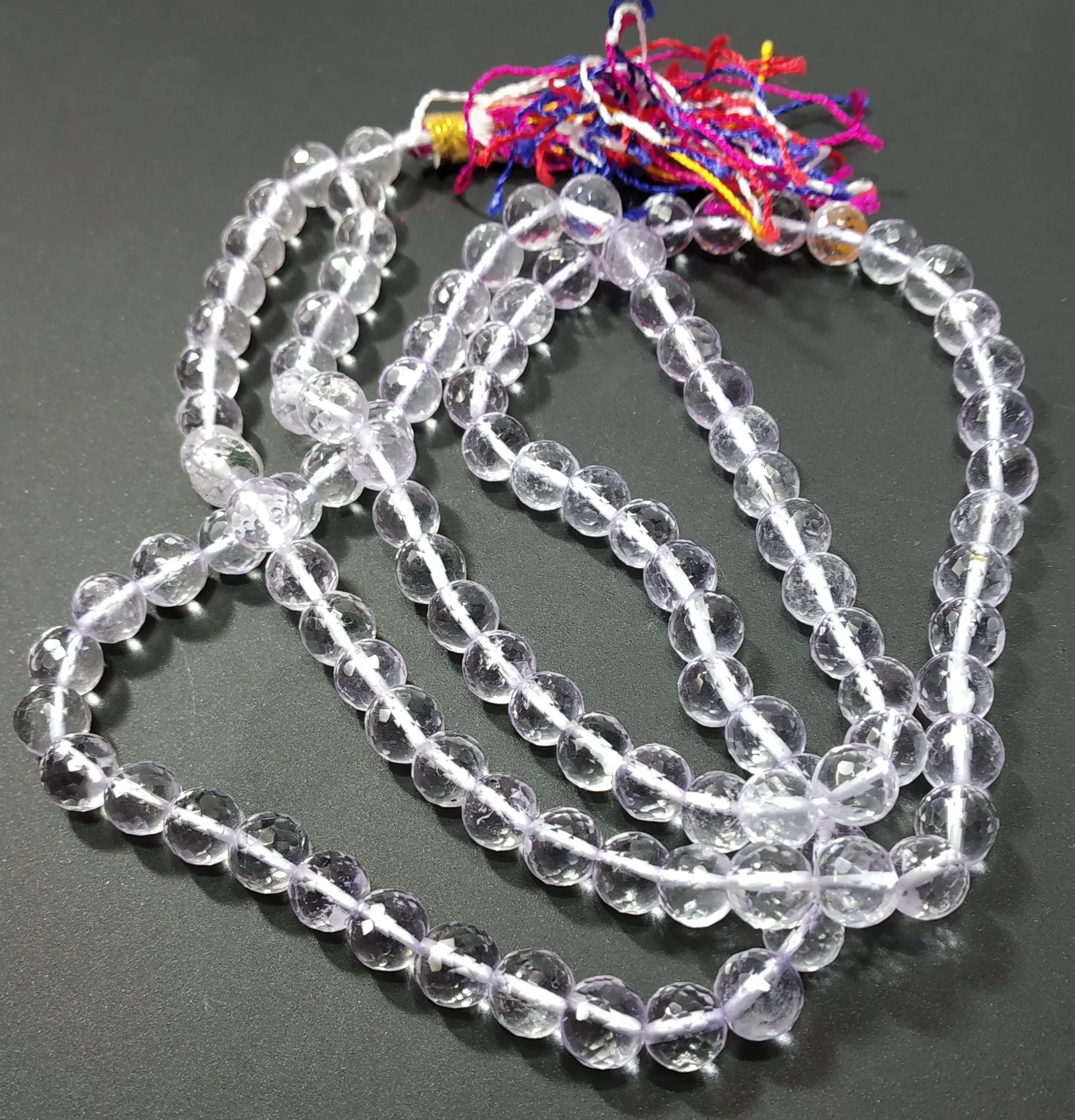 Crystal Clear Quartz faceted Beads Jap Mala High Quality Natural Quartz 108 Beads Sphatik Jap mala