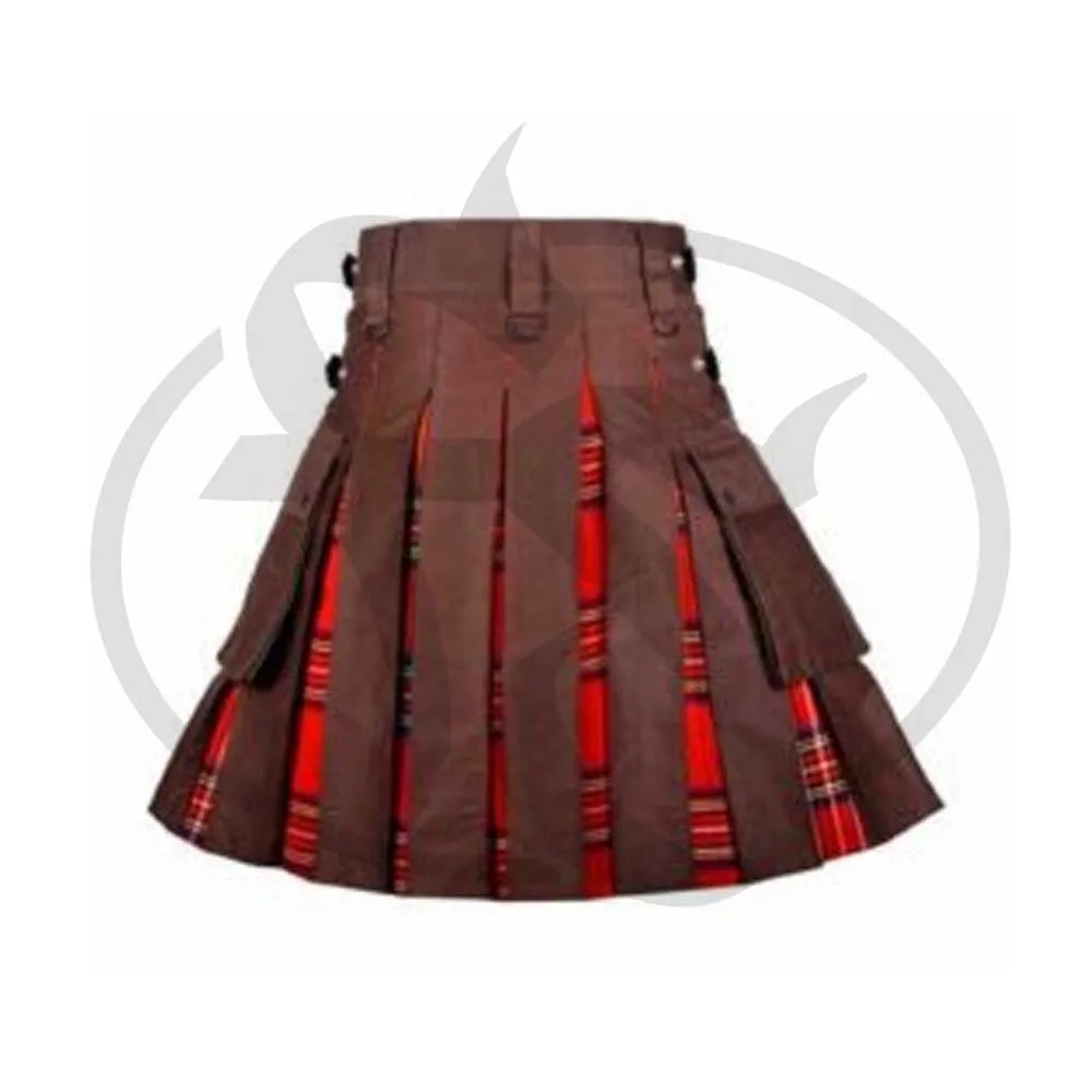New Hybrid Red Kilt Royal Steward Tartan Hybrid Utility Kilt