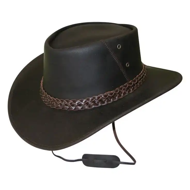 Leather Cowboy Hat Wide Brim Western Style Knight Hat for Men & Women Outdoor Cowgirl Hat Charring Edge
