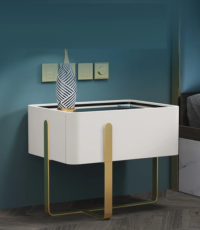 Top 500x400xH480mm Rectangular Wooden White Modern Table Beside Nightstands for Hotel Home Furniture from China