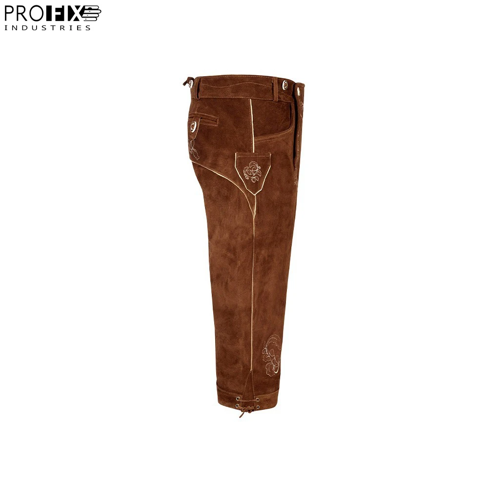 Wholesale Men Best Quality Lederhosen trachyte bund hose lederhosen men knee length leather Black Pants
