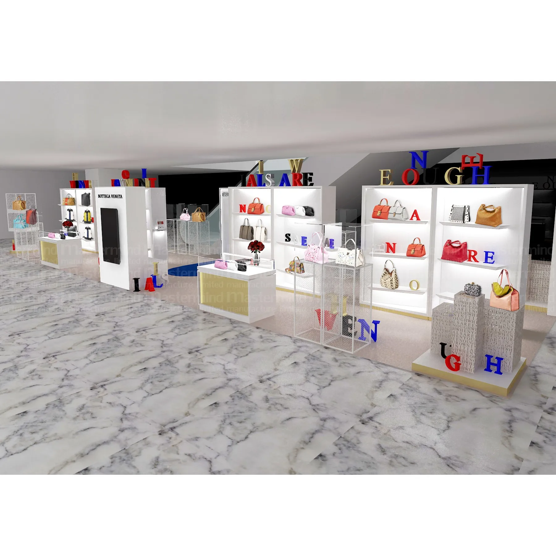 Elegant MDF Wooden Display Cabinet Bookcase Furniture Racks Stand with LED Light for Home Decor Living Room Bedroom