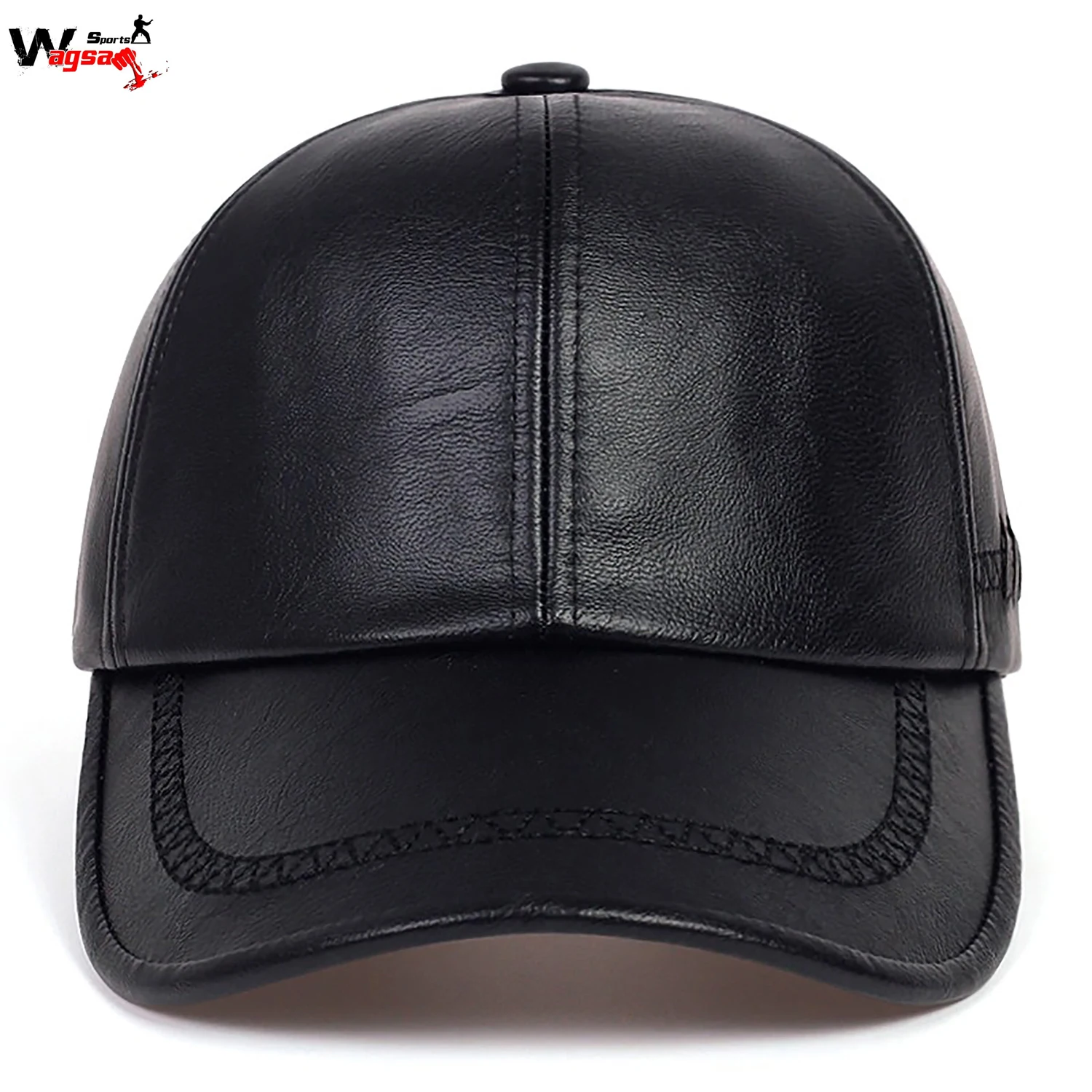 Модные однотонные зимние кожаные Бейсбольные мужские Снэпбэк Осенние Теплые черные женские шапки