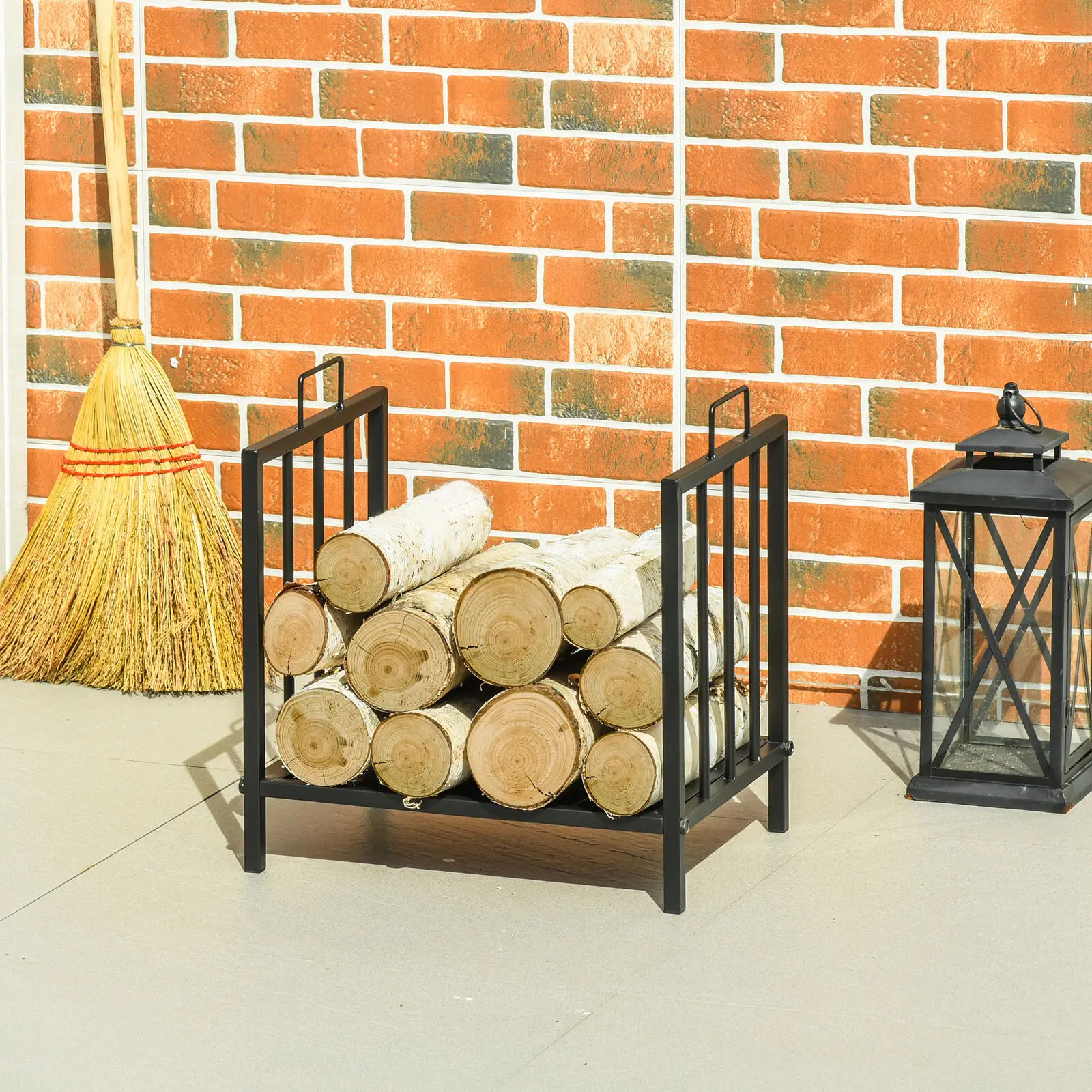 Elegant Firewood Storage Basket in Powder Coated Metal with Durable Design Perfect for Stylish Home and Garden Log Holder