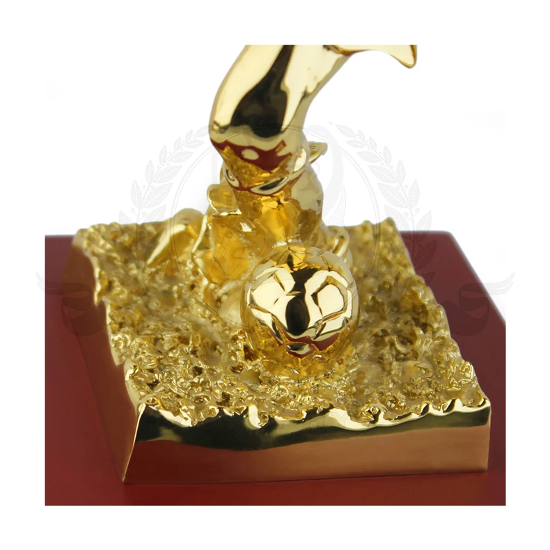  new design custom logo wood base gold silver copper plated soccer club sports souvenir