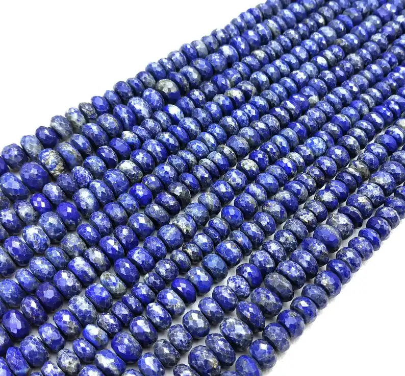 Natural Blue Lapis Lazuli Gemstone Faceted Rondelle Beads Wholesale Price Making Jewelry Maufracture