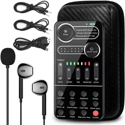 Live Sound Card Microphone kit With Voice Changer Sound Effects Audio Mixer