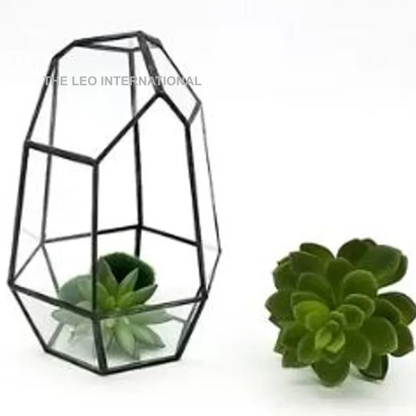 Geometric Terrarium Container Modern Tabletop Window Sill Decor Flower Pot Balcony Planter Display Box Moss Garden 7X7X9 Inch
