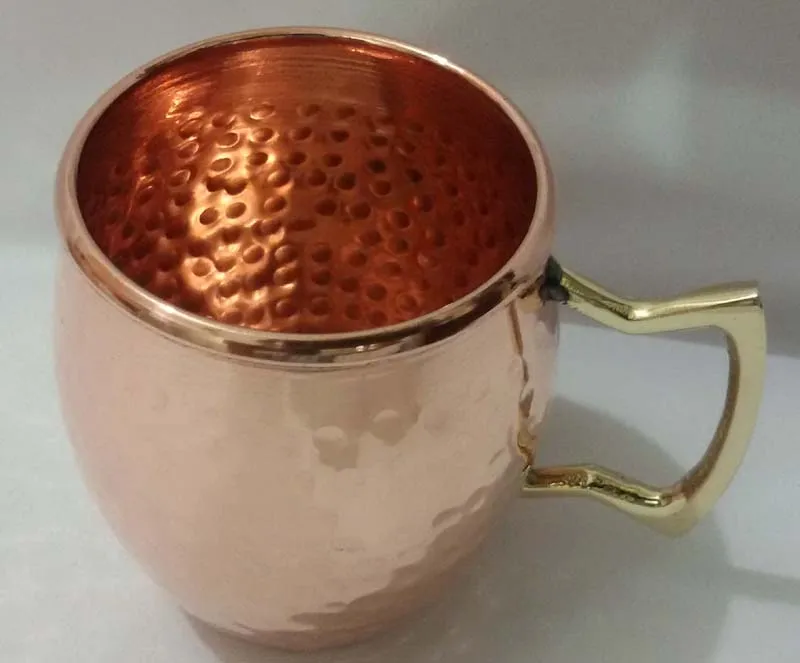 Minimalist 8 Oz Moscow Mule Copper Barrel Mug with Brass Handle for Back to School