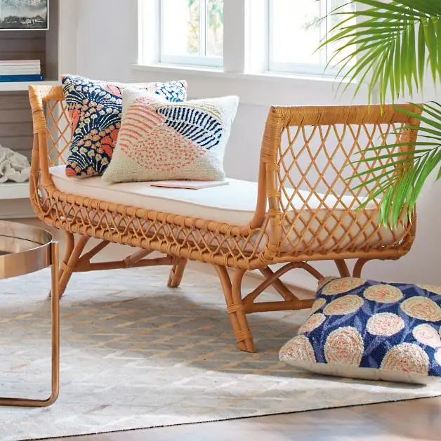 Hot sale luxury rattan bench for luxury living room