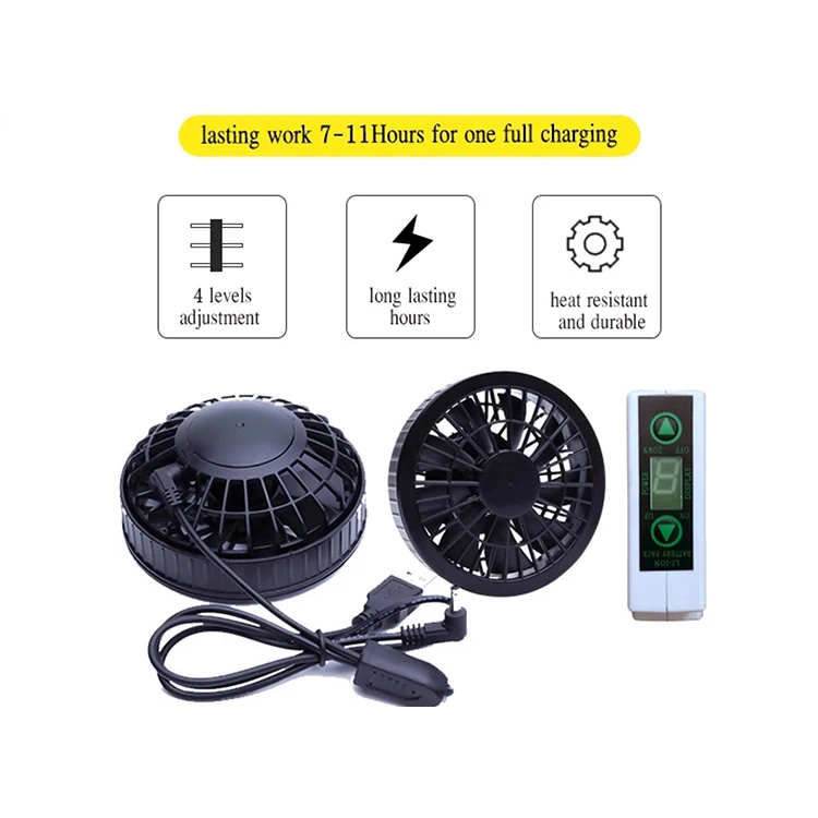 
7.4v cooling clothing fan with 7.4v rechargeable and 5200mAh battery jacket fan 