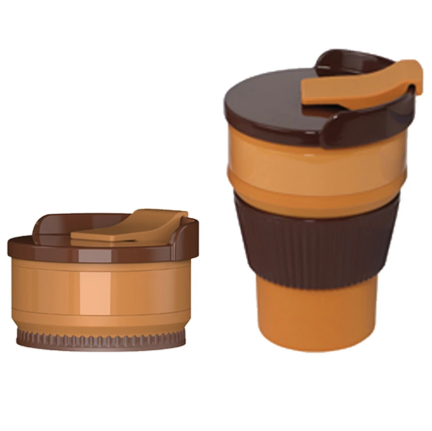 Reusable coffee color travel silicone collapsible drinking coffee cup