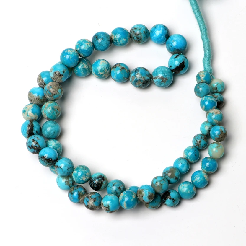 Natural Arizona Turquoise Smooth Round Shape Gemstone Beads Natural Plain Turquoise Beads