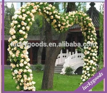 Factory sale round shape rose and hydrangea white wedding arch wholesale