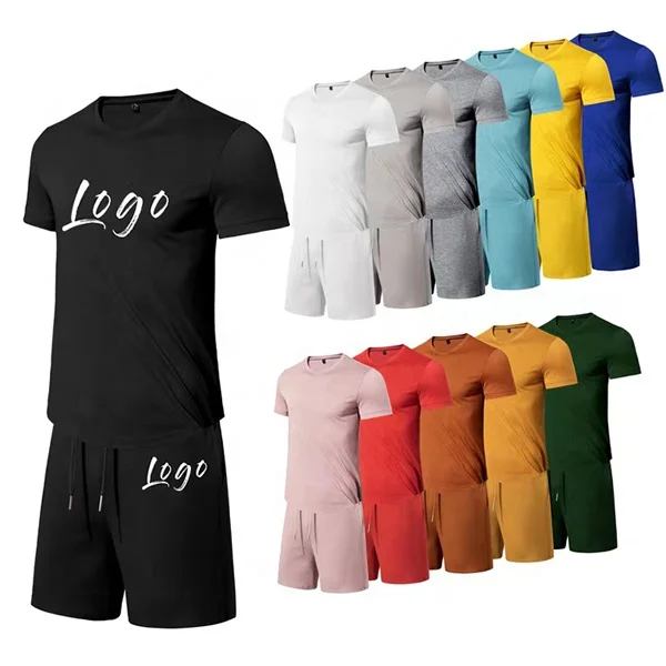 factory direct wholesale 2 piece set tracksuit men custom tshirt and shorts set Loose T-shirt + Shorts Set