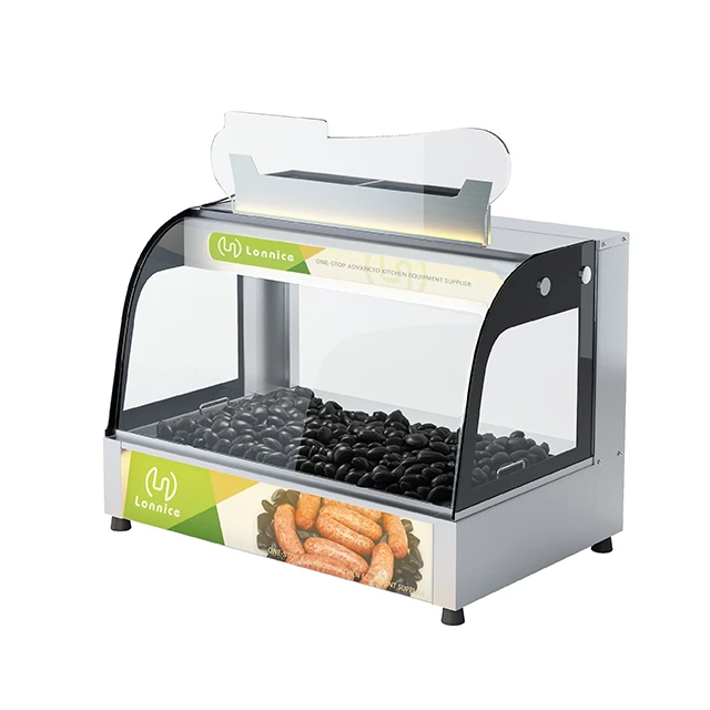 Snack Food Electric 500W Sausage Hot Dog Light Warmer Table Top Display Machine for Street Food Food Cart Usage with Cobblestone