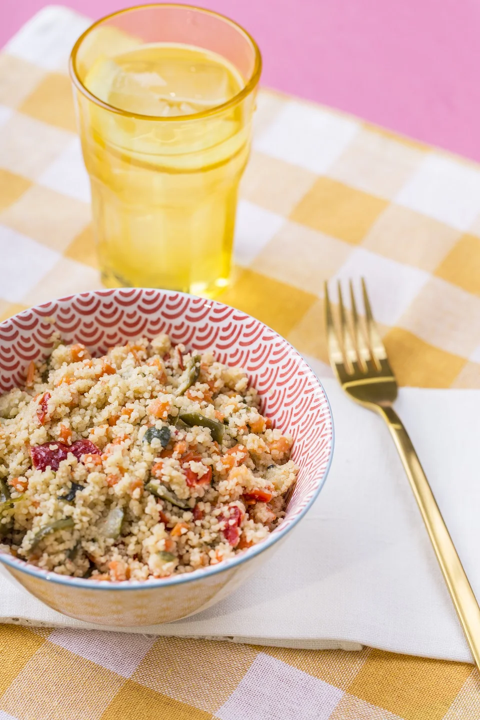Vegetable Chop Suey/ Red Chicken Curry with sauvage rice/Vegetable Cous Cous made with soya sauce, ready to eat, chilled.