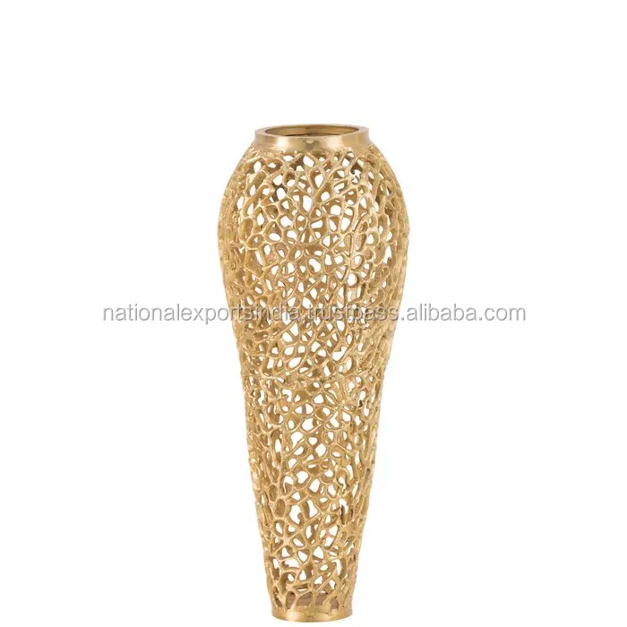 
 Металлическая длинная дизайнерская Красивая полированная ваза Nordiac из никеля/золота Jali Twig декоративная большая ваза для гостиной  