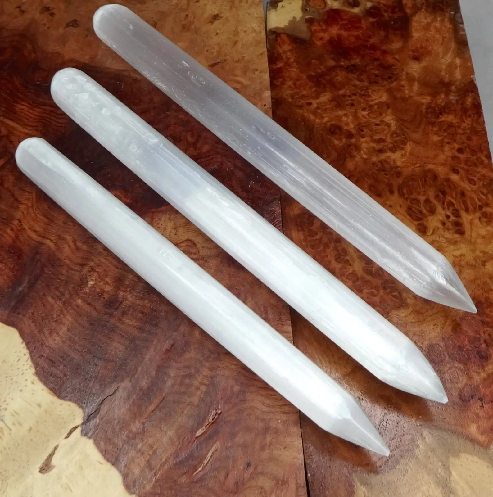 POLISHED SELENITE THIN PENCIL MASSAGE WAND / WHITE SELENITE HEALING PENCIL WAND/ TOP QUALITY SMOOTH CRYSTAL SELENITE TOWER