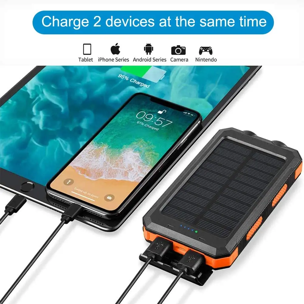 
Hot Sales 20000 Mah Solar Power Bank Solar Batteries Charger Power Bank For Cell Phone Solar Energy Power Phone Charger 