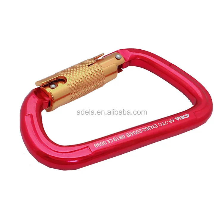 Taiwan ADELA CE Certified Carabiner D-Shape D Triple-Lock Industrial Connecting Link Made of Alloy Aluminum