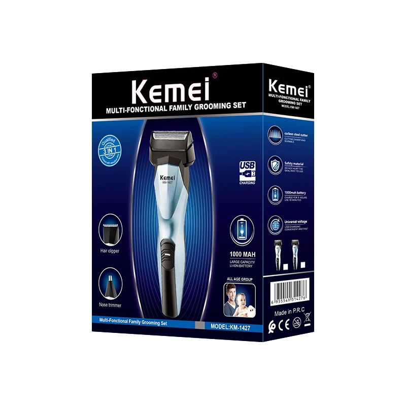 3 в 1 Kemei km-1427 мужские USB Машинка для удаления волос носу многофункциональная аккумуляторная бритва триммер