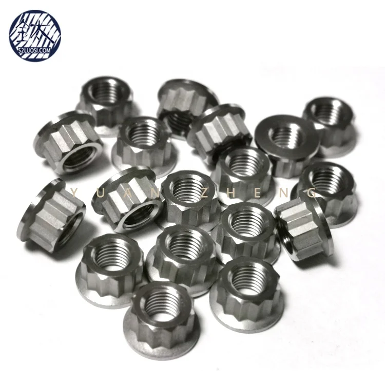m10x1.5 m10x1.25 Titanium 12 Point 12-spline Flange Nut