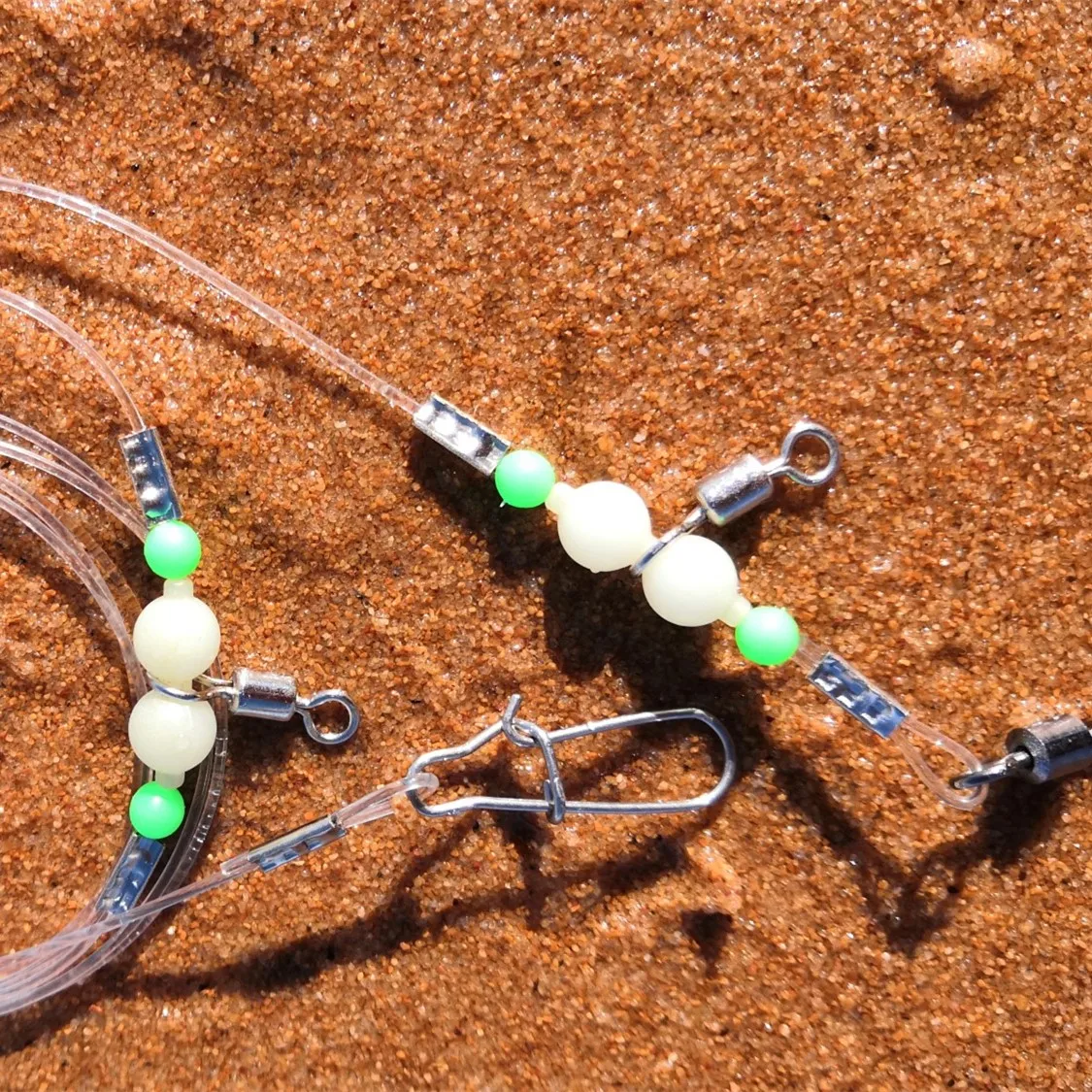Fishing Trace Lures Fishing Wire Rigs Spinner Wire Leader 2 Arms with Rigs & Swivels & Snap Fishing Tackle