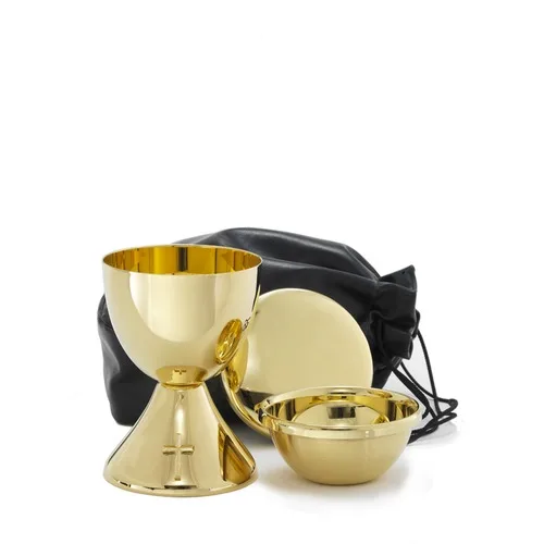 Christian Catholic Church Priest Chalice and Ciborium with Paten Polished Brass Finish