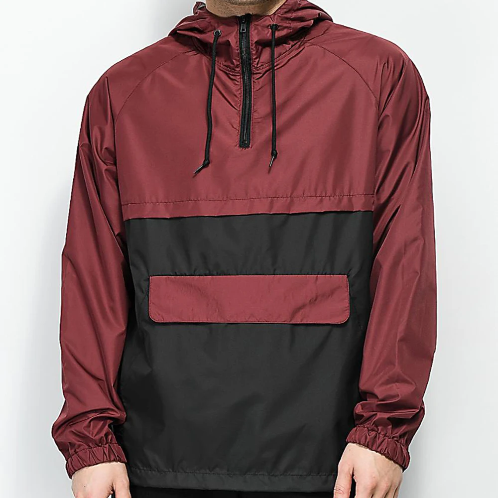 Wholesale Price Mens Turn Down Collar Custom Half Zip Pullover  1/4 Zipper Style Windbreaker Jacket