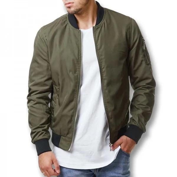 Men Solid Color Pilot Boomer Zip Jackets Coats Male Casual Fashion Slim Fit Large Size Spring Autumn Jackets Men