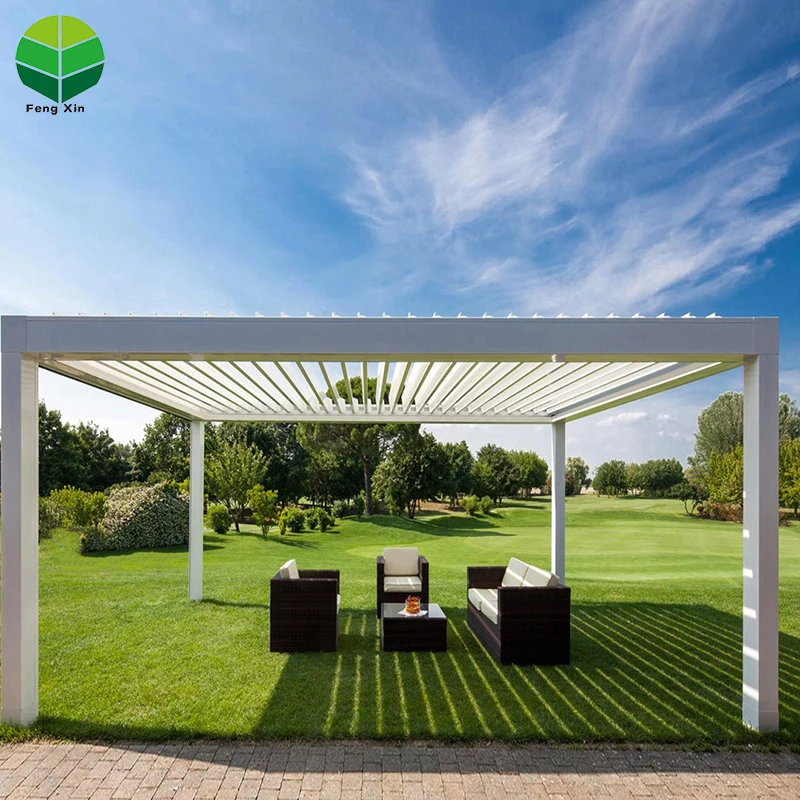 Customized Waterproof  Modern Garden Arches Arbous Bioclimatic Aluminium Pergola with Louvered Roof