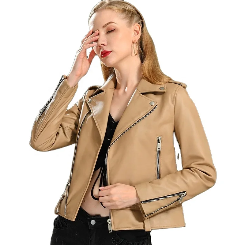Spring Season Women Genuine leather Jackets for womens / Womens Black Bomber leather jacket
