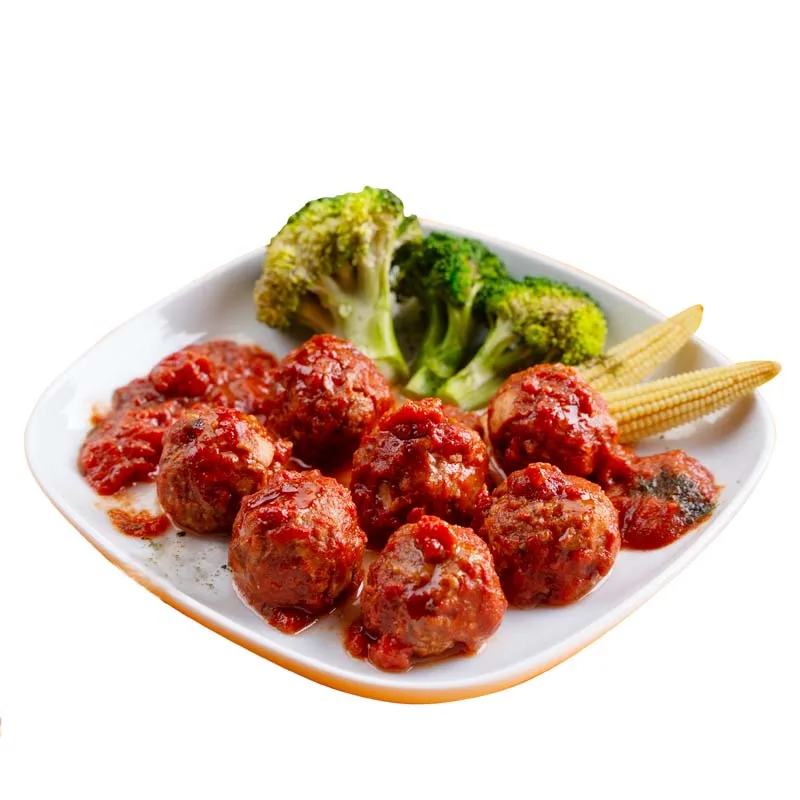 2022 hot selling non-gmo Plant-based Meatballs in Tomato Sauce shelf life 24 months soy protein plant based meat