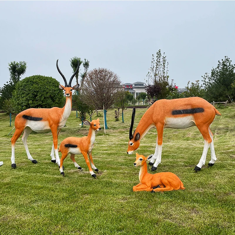 Custom contemporary art wildlife life size fiberglass gazelle statue