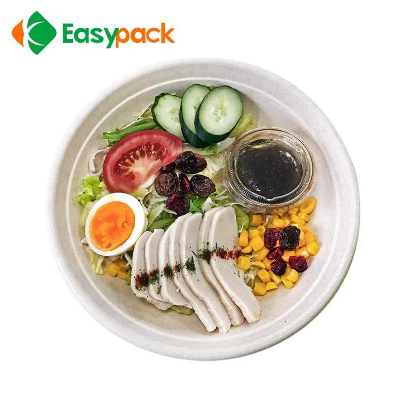 EASYPACK 1000 ml biodegradable paper food tray bagasse tray with anti - fog lid