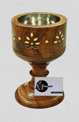 Tradnary Wooden Bakhoor Burner Mukhbar Set Oud Mubkhara incense Cone Burner With Brass Leaves Design For Home Office Hotel