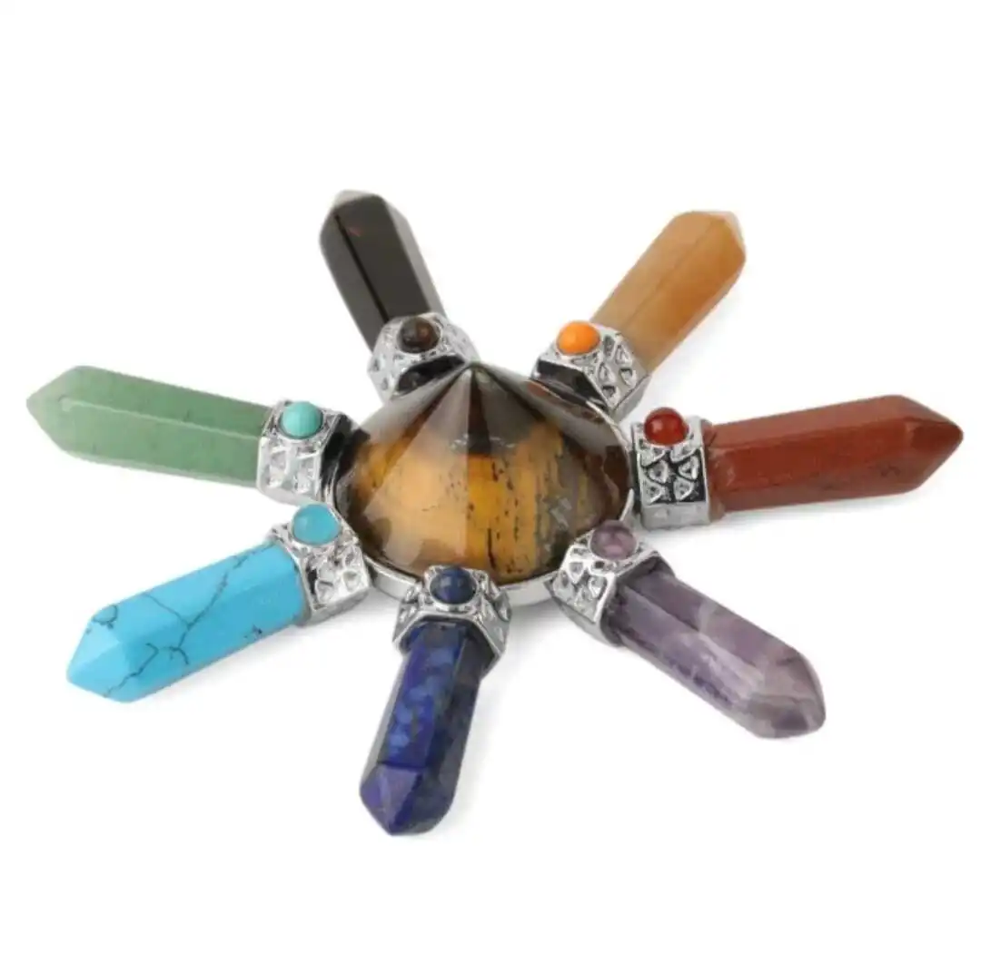 Wholesale natural crystal seven chakra energy generator:gemstone energy generator:reiki healing stone:7 chakra energy generator