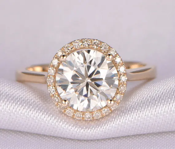 Exotic design moissanite White diamond 10k/14k  DEF Certified solitaire ring low price worldwide delivery