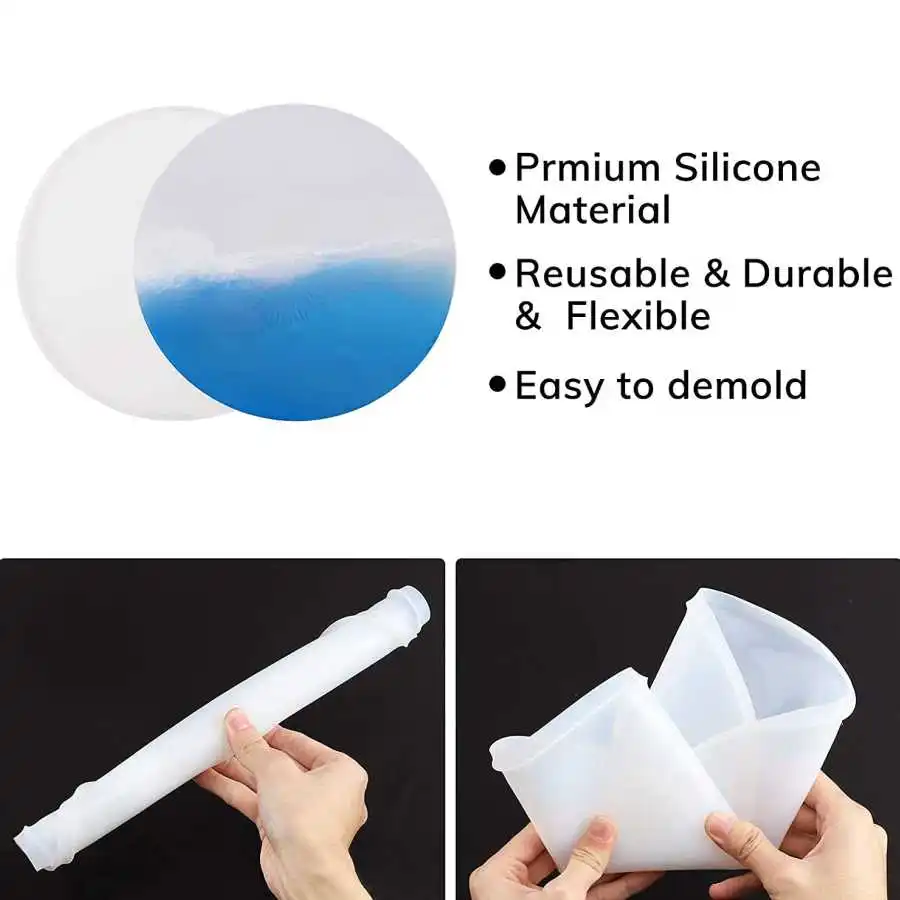 30cm Large Circle Resin Tray Mold 11.8 inch Silicone Dish Mould Round Serving Epoxy DIY Clock Casting  Home Decoration