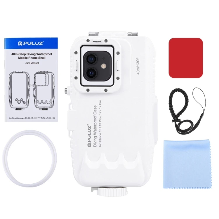 PULUZ 40m Waterproof Diving Case for iPhone 13 13 Pro 12 12 Pro Photo Video Taking Underwater Phone Diving Case