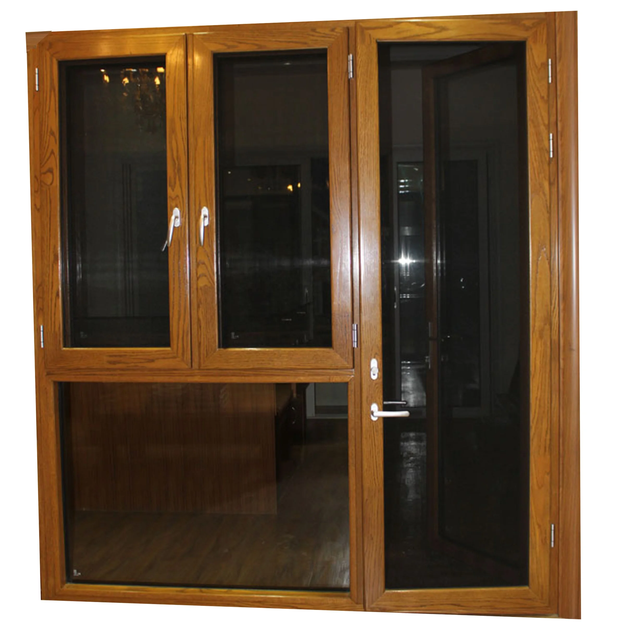 teak wood color aluminum door window design for villa