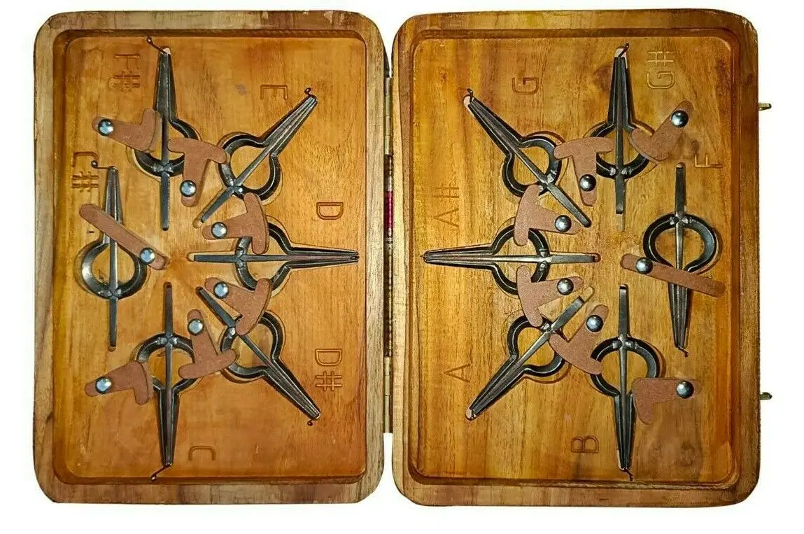 Musical Instrument Rajasthani Folk Musical Morsing Jaw Harp Mukhchang Instrument Copper 12 Notes Set With Box