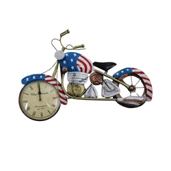 Newest Amazon Hot Selling Custom Design Decorative Metal Bike Vintage Design Antique Desk Table Clock for Home Art Decoration