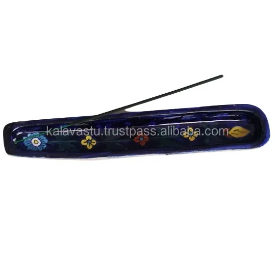 Handmade Ceramic Hand Painted Incense Stick Burner and cone Holder Ash Catcher Agarbatti Stand