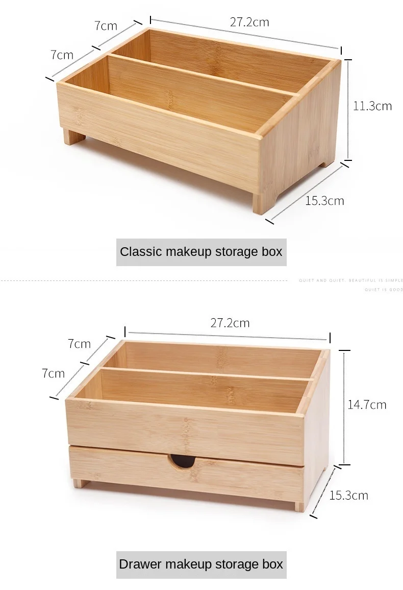 
Woodspace Customized Bamboo Desktop Multifunctional Cosmetics Organizing Box Toilet Room Jewelry Storage Box 