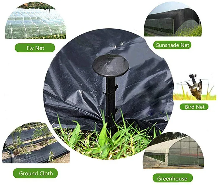 1000pcs 4.3 in Garden Pegs Anchors Mulch Pegs Rustproof Plastic Yard Pegs Barbed Stakes Rod Nail for Fixing Weed Mat Black