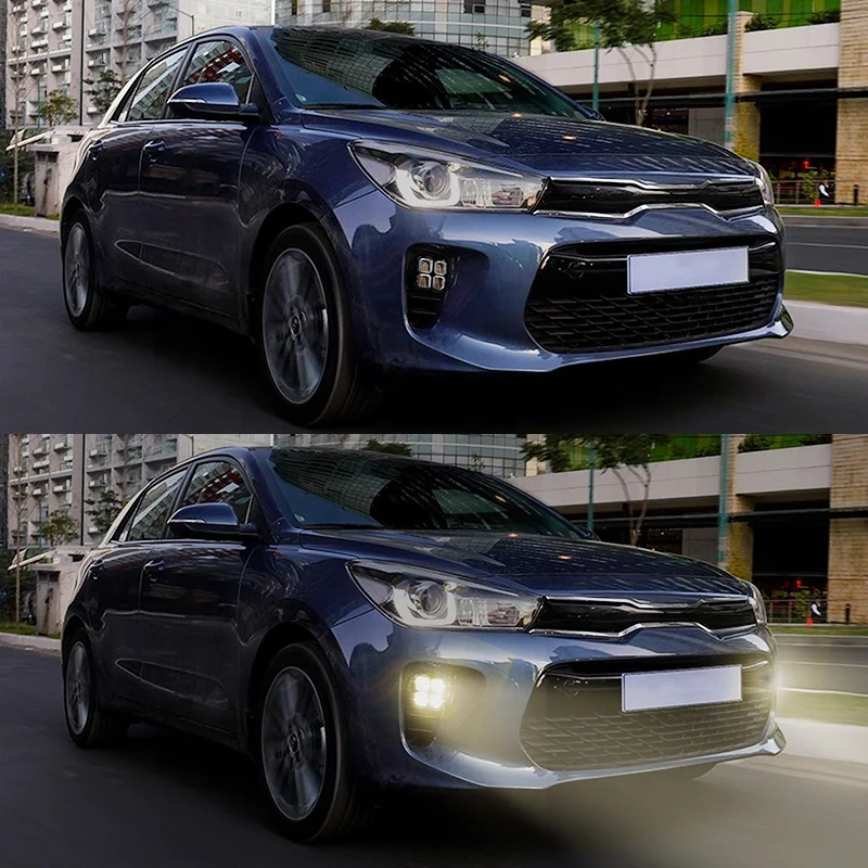 DRL Daytime Running Lights Front Bumper Car LED Fog Lamps DRL LED Head Lights for KIA RIO 2018 2019 2020 With Yellow Light