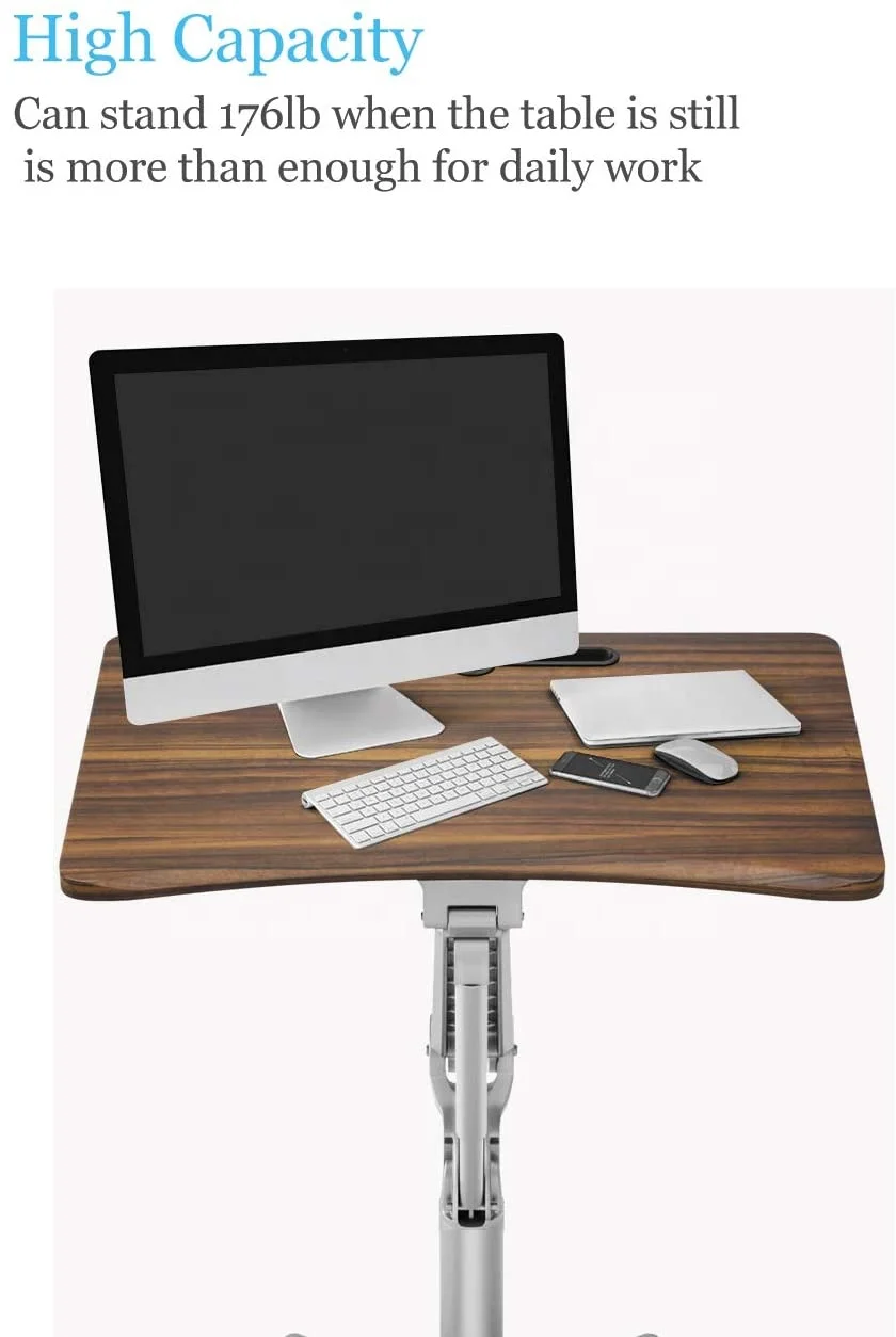 
Single Leg Pneumatic Sit to Stand Desk Height Adjustable Workstation Desk with Movable Base 